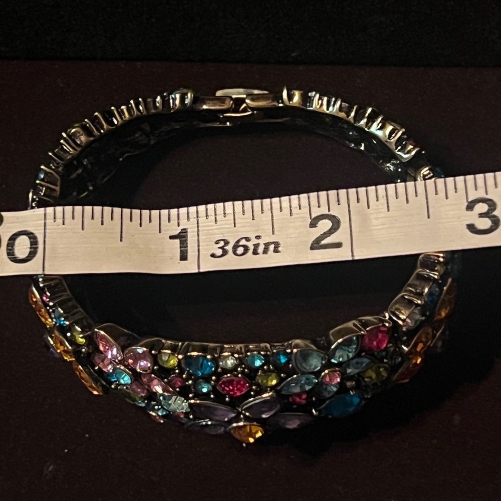 HEIDI DAUS "Fantasy In Florals" Swarovski Crystals Bracelet sz M/L NIB - Picture 7 of 9